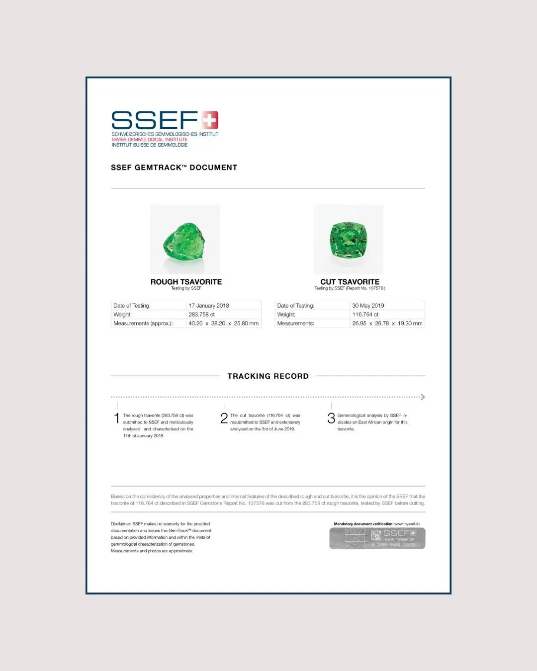 С января 2019 года SSEF (Швейцарский геммологический институт) предлагает потреб… — фото 7