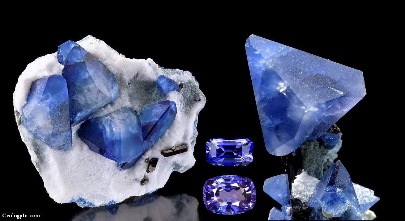 >Кристаллы Бенитоита (Benitoite), San Benito, Калифорния, США. — фото 1