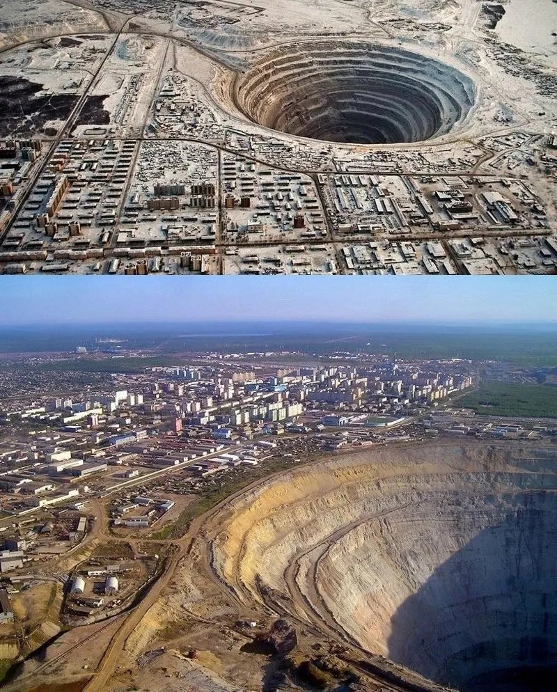 Разноракурные виды алмазного карьера «Мир»*—главного символа алмазодобычи в Росс… — фото 3