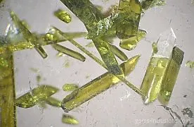 Включения эпидота в прозрачном кварце, из Пакистана. — фото 2