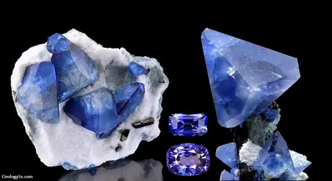 >Кристаллы Бенитоита (Benitoite), San Benito, Калифорния, США.