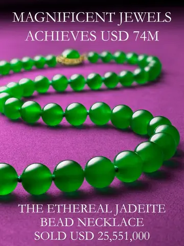Ожерелье из бусин жадеита (названное как «The Ethereal Jadeite Necklace»), стало…